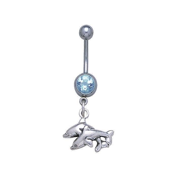 Double Dolphins Sterling Silver Body Jewelry BJ023