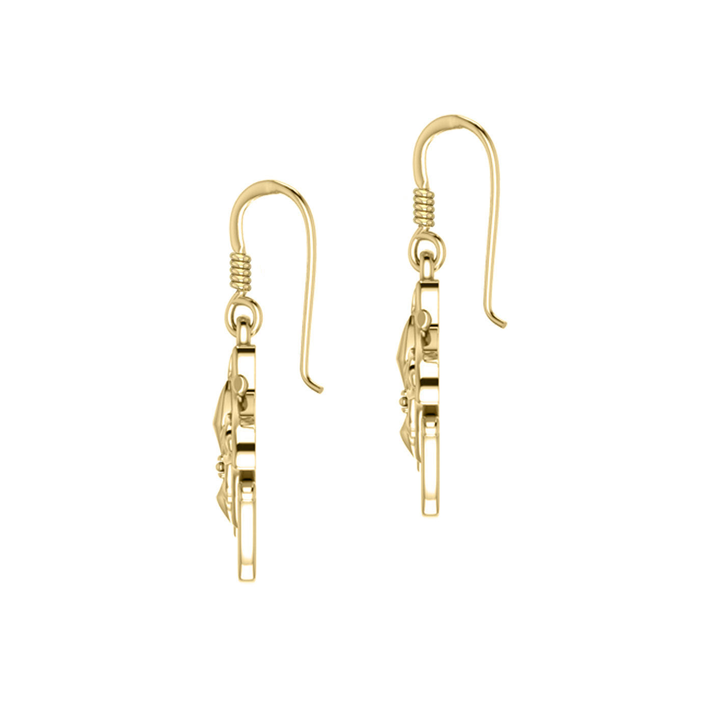 The Manta Ray 14K Solid Gold Earrings with Claddagh Symbol