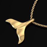 Whale Tail Solid Gold Pendant GMG481