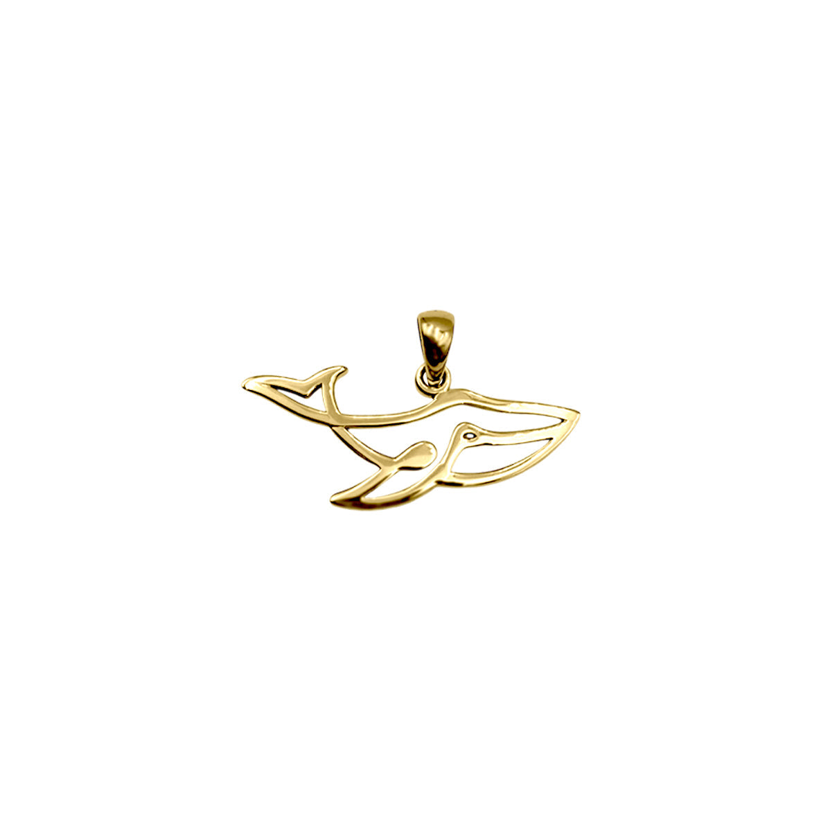 Whale Minimal One Line Solid Yellow Gold Pendant GPD6368