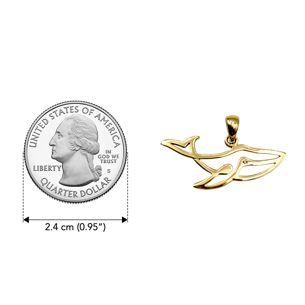 Whale Minimal One Line Solid Yellow Gold Pendant GPD6368