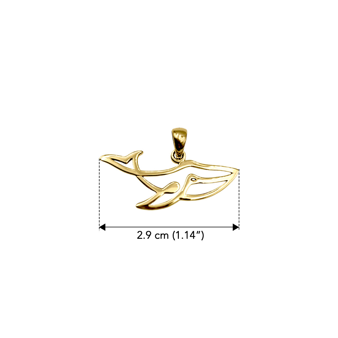 Whale Minimal One Line Solid Yellow Gold Pendant GPD6368