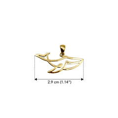 Whale Minimal One Line Solid Yellow Gold Pendant GPD6368