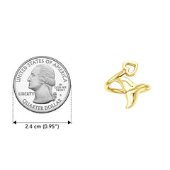 Whale Tail with Heart Solid Yellow Gold Wrap Ring GRI2342