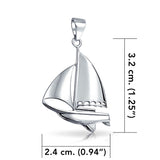 Rushing on a sea adventure ~ Sail Boat Silver Pendant with Chain Set TSE695