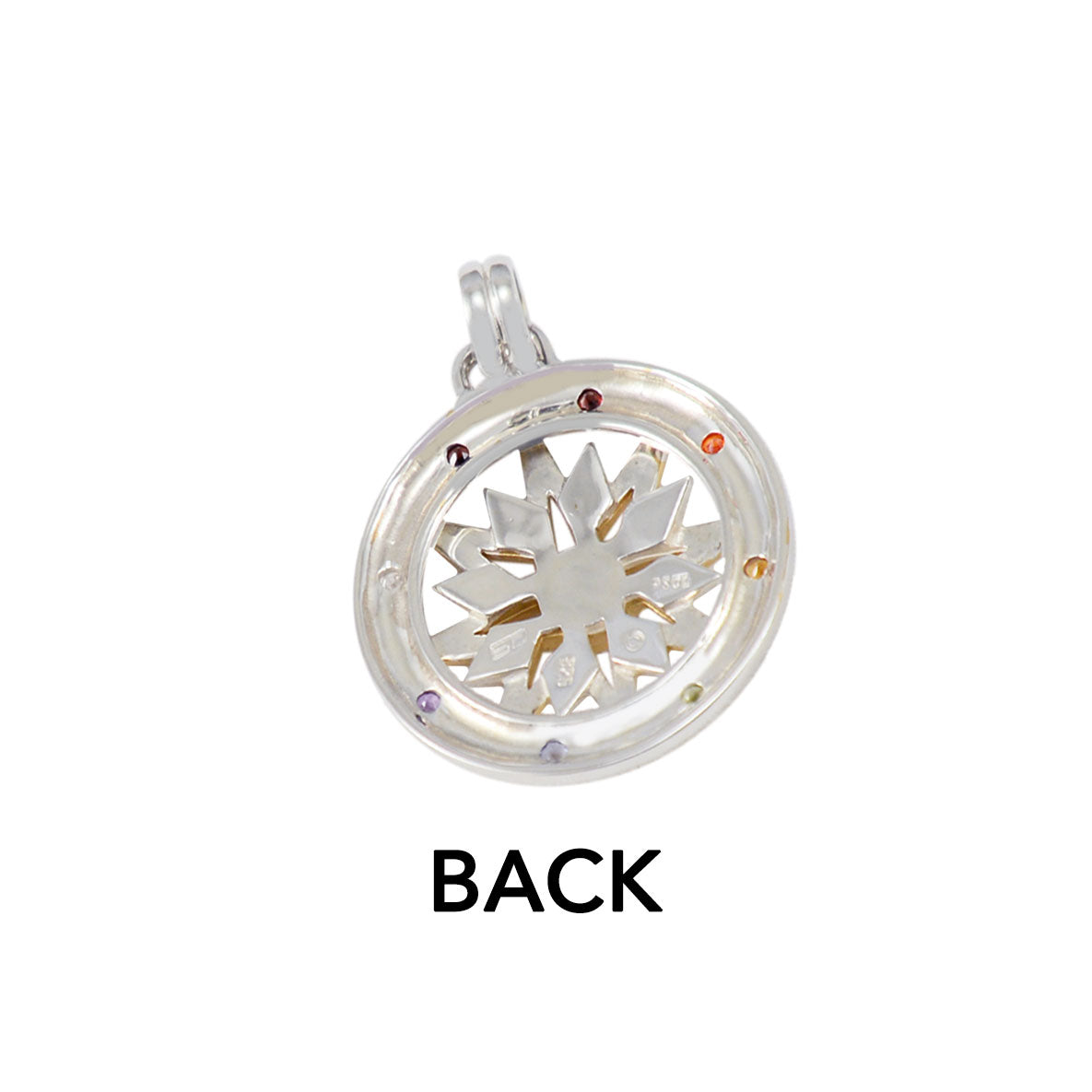 Compass Gemstone Sterling Silver and Gold Pendant