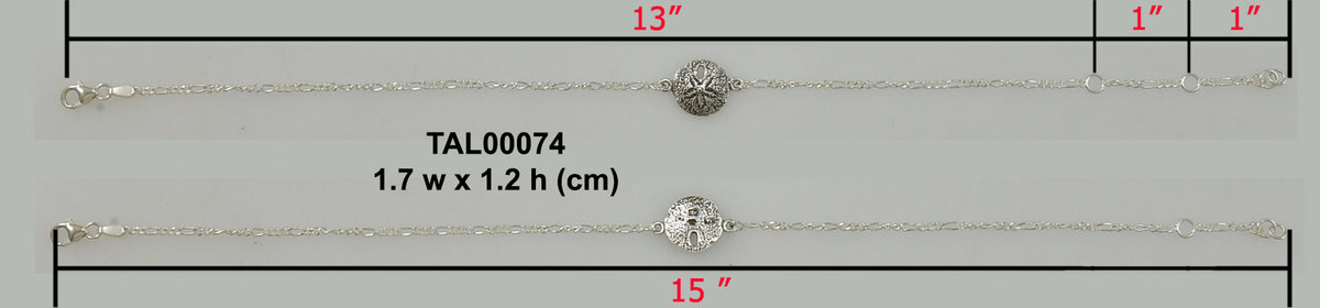 Sand Dollar Sterling Silver Link Bracelet TAL074