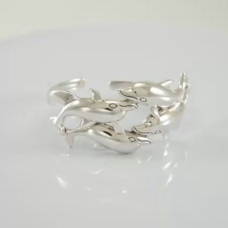 Dolphins Sterling Silver cuff Bracelet