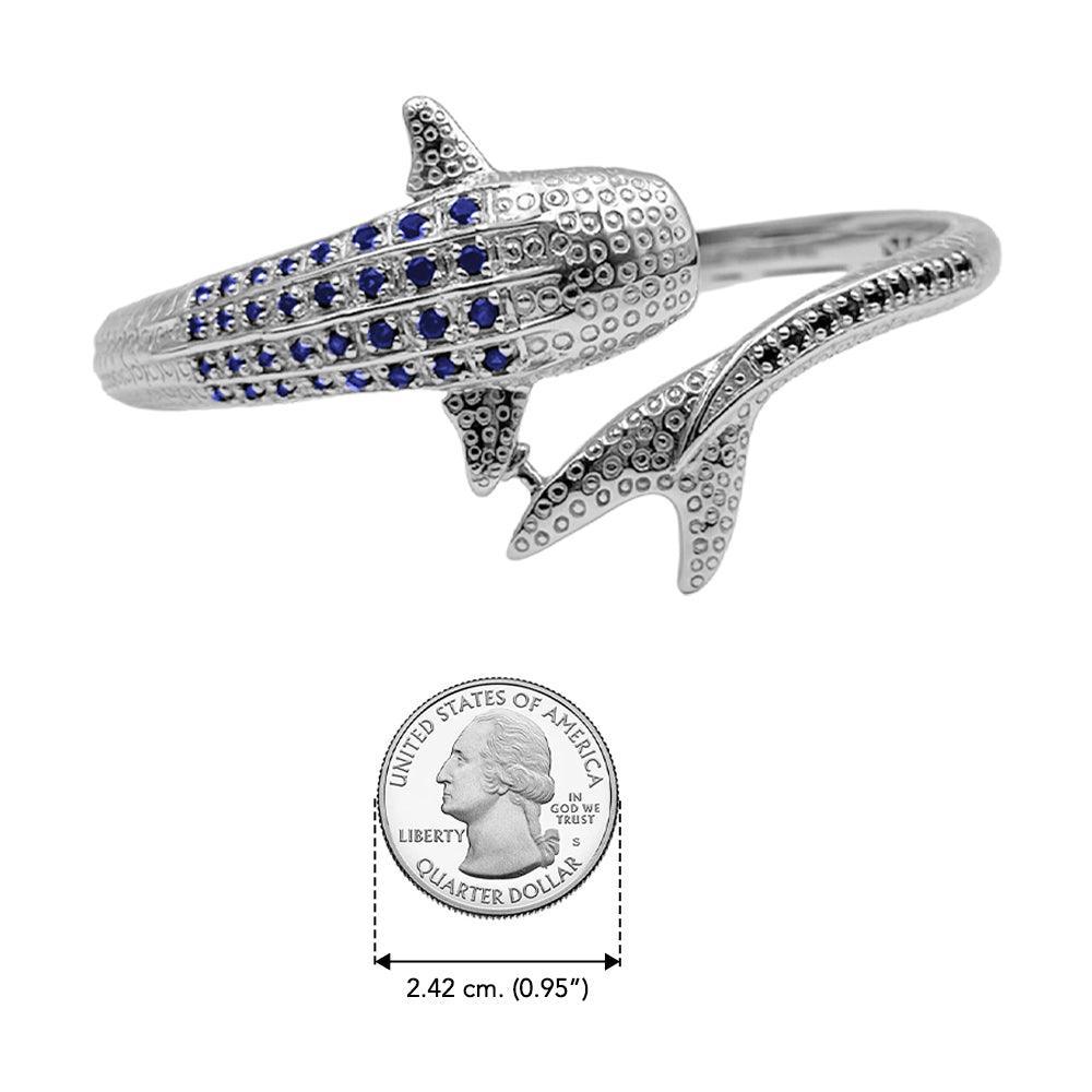 Dive Silver Whale Shark Silver Cuff Bracelet with Gemstones and Locking System TBA300 - DiveSilver Jewelry