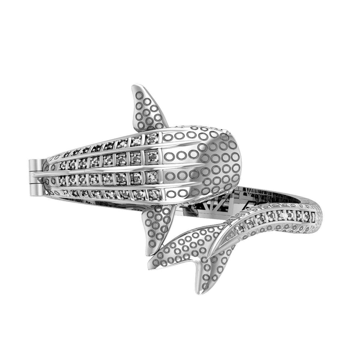 Dive Silver Whale Shark Silver Cuff Bracelet with Gemstones and Locking System TBA300 - DiveSilver Jewelry