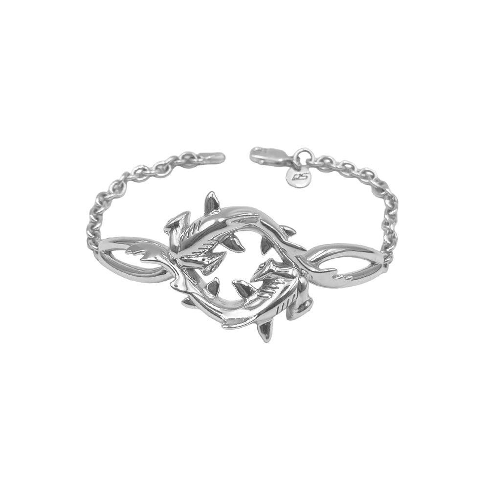 Double Hammerhead Shark Sterling Silver Chain Bracelet – DiveSilver Jewelry