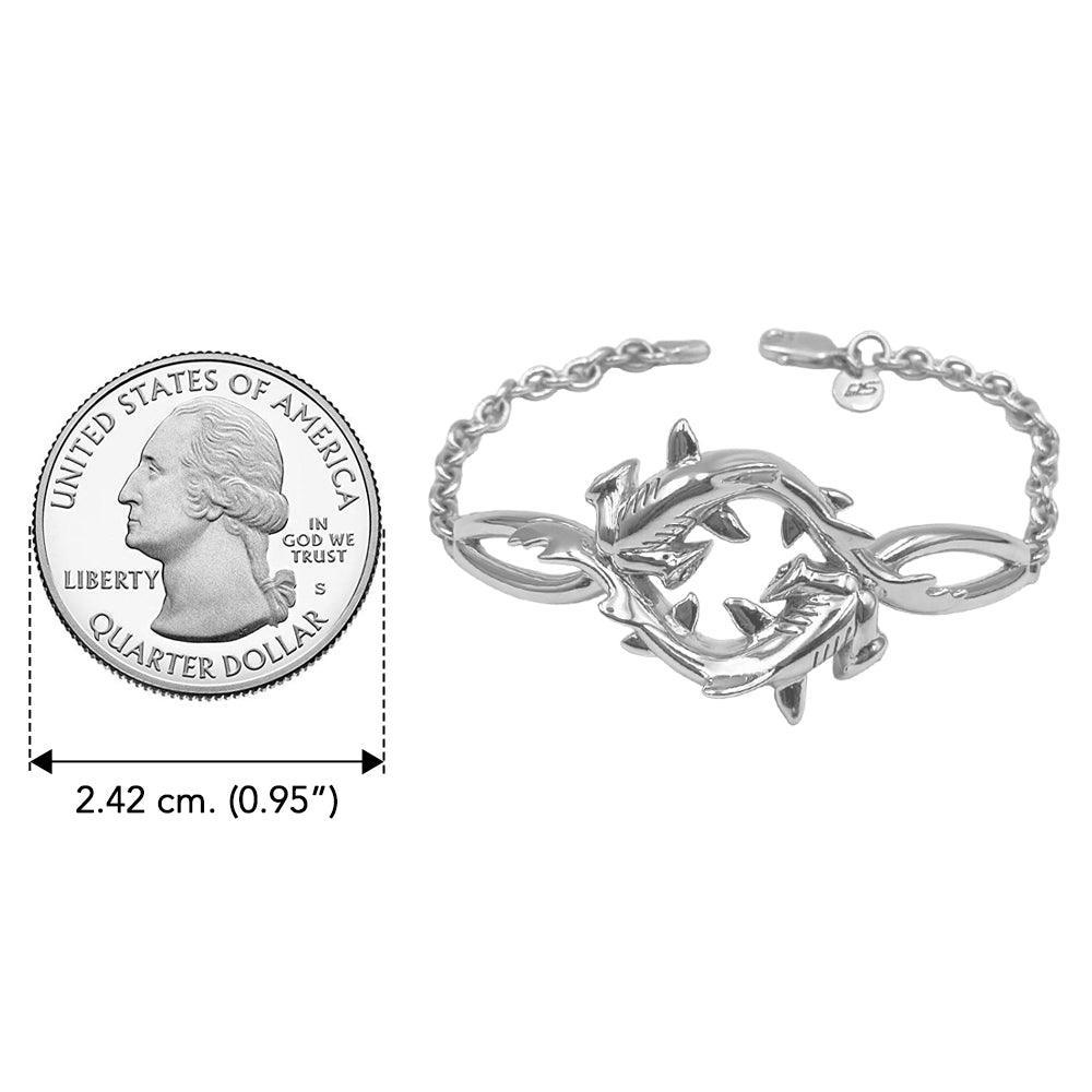 Double Hammerhead Shark Sterling Silver Chain Bracelet - DiveSilver Jewelry