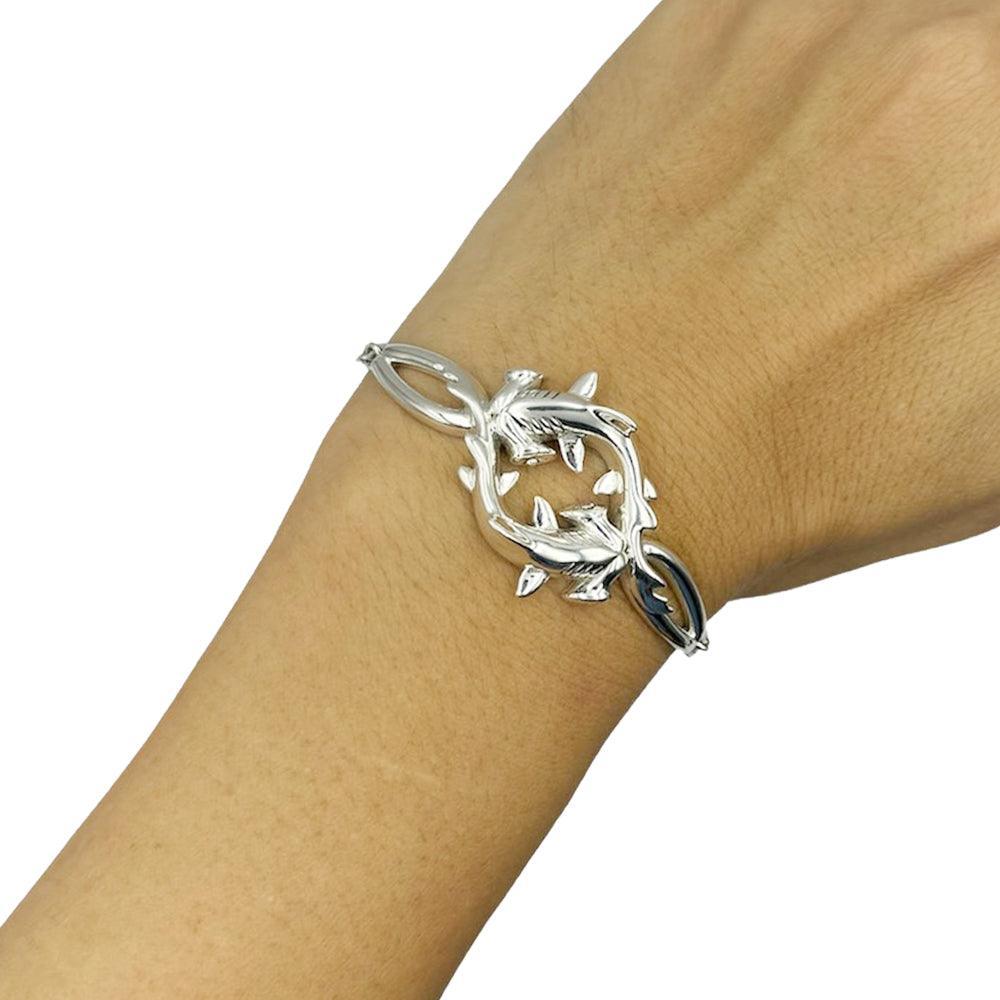 Double Hammerhead Shark Sterling Silver Chain Bracelet - DiveSilver Jewelry