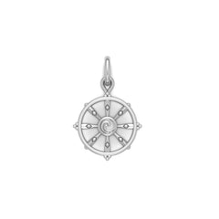 Ship Wheel with Wave Silver Charm TCM707 - DiveSilver Jewelry