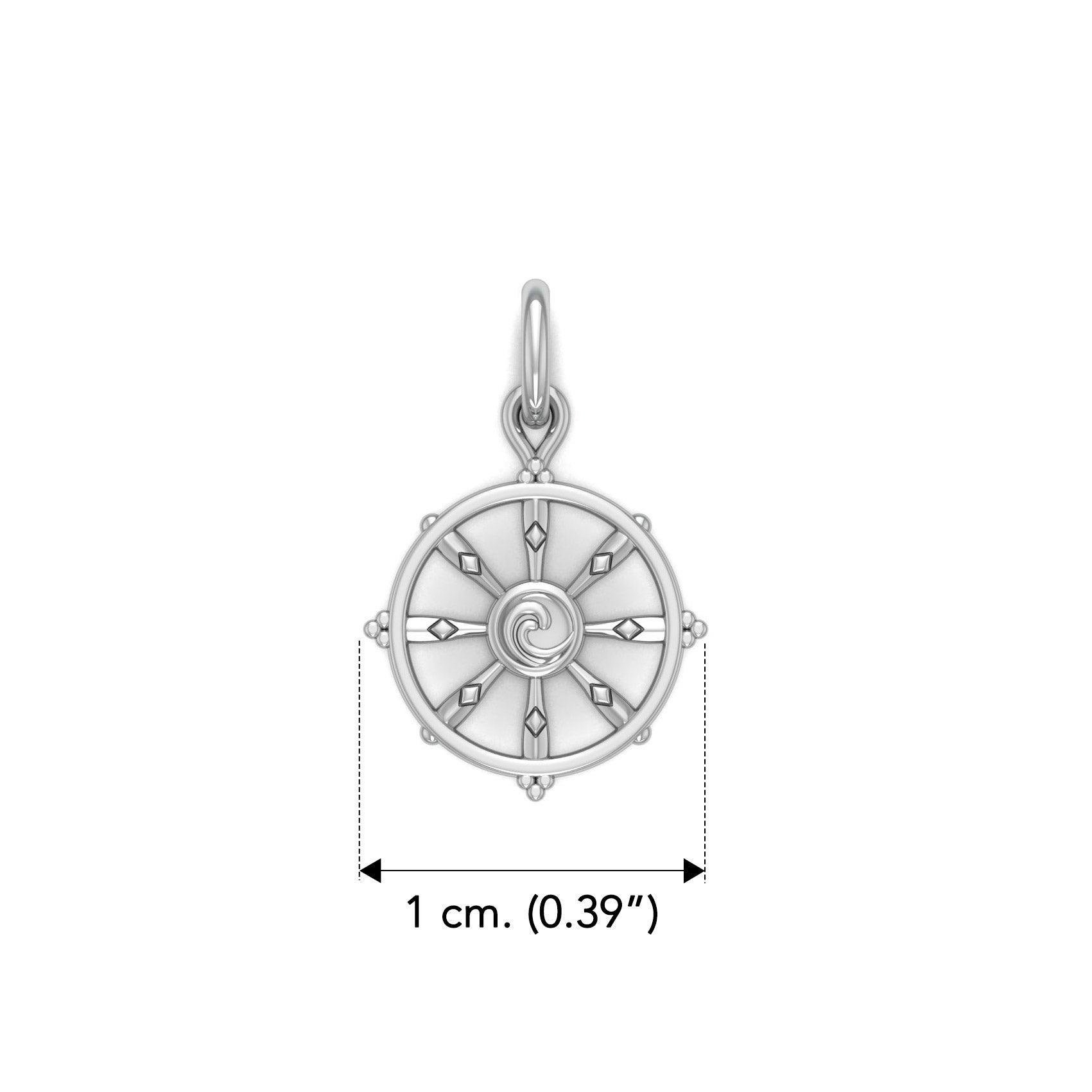 Ship Wheel with Wave Silver Charm TCM707 - DiveSilver Jewelry