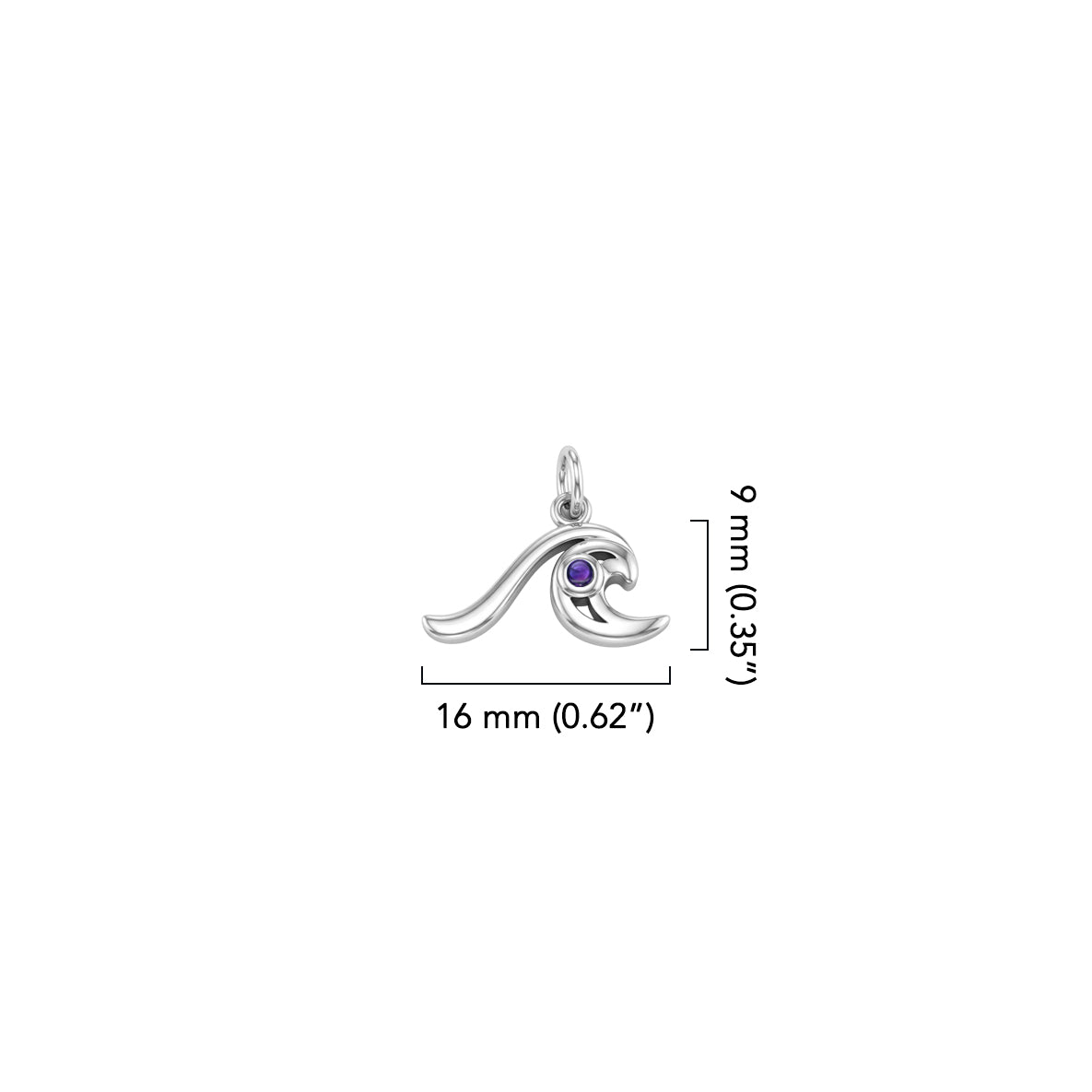 Wave with Gemstone Sterling Silver Charm TCM718