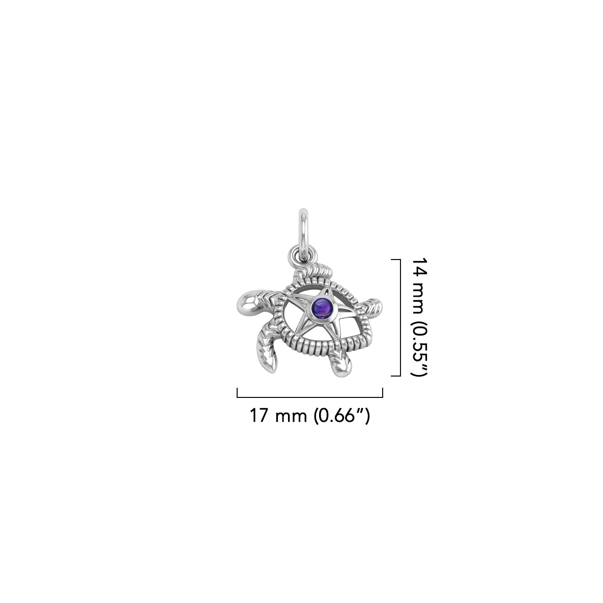 Turtle with Starfish and Gemstone Sterling Silver Charm TCM719