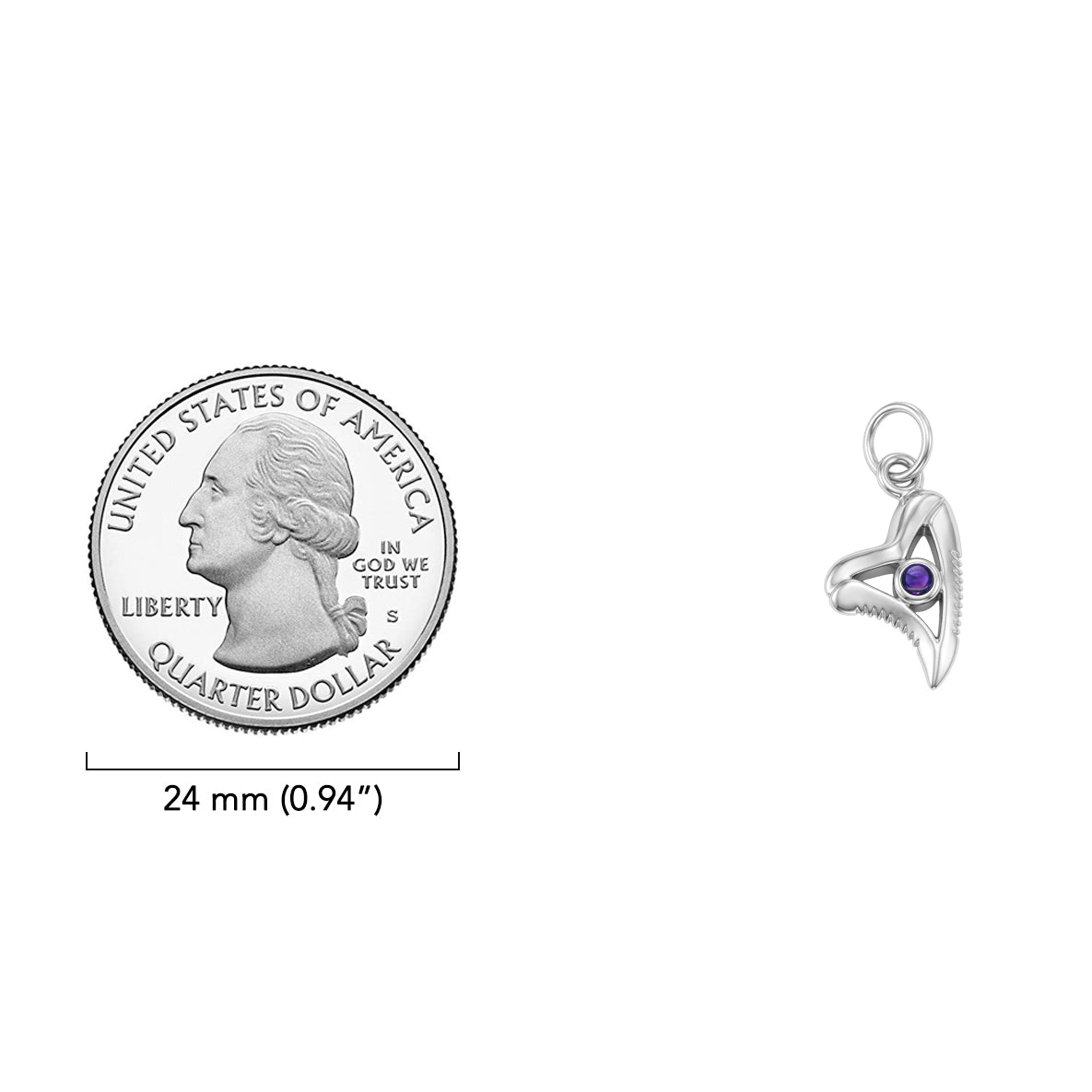 Shark Tooth with Gemstone Sterling Silver Charm TCM720