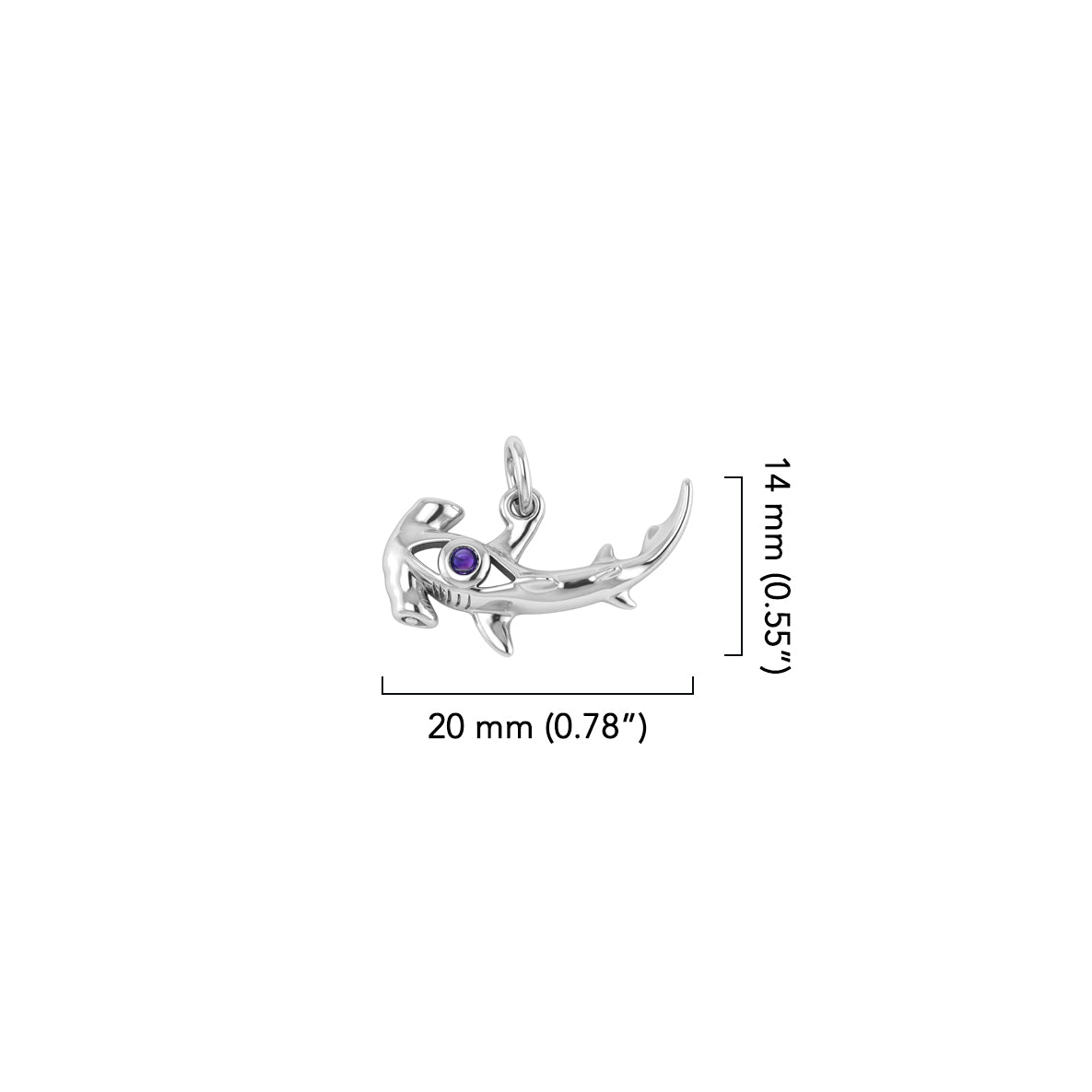 Hammerhead Shark with Gemstone Sterling Silver Charm TCM721