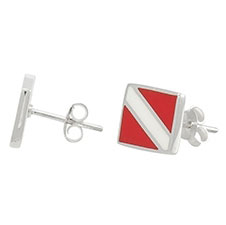 Dive Flag Sterling Silver Post Earring