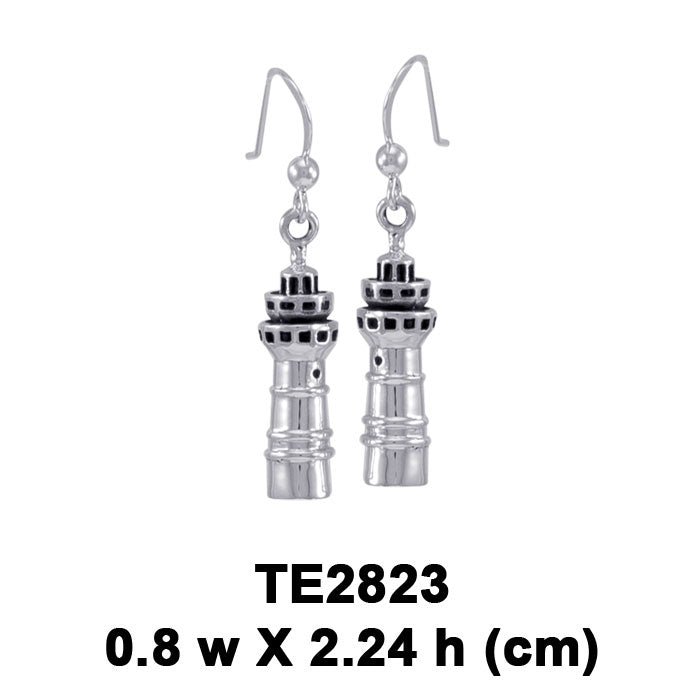 Three-tiered Lighthouse Sterling Silver Hook Earrings TE2823