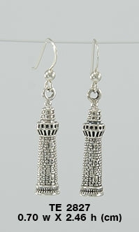 Indian Ocean Lighthouse T Sterling Silver Hook Earring