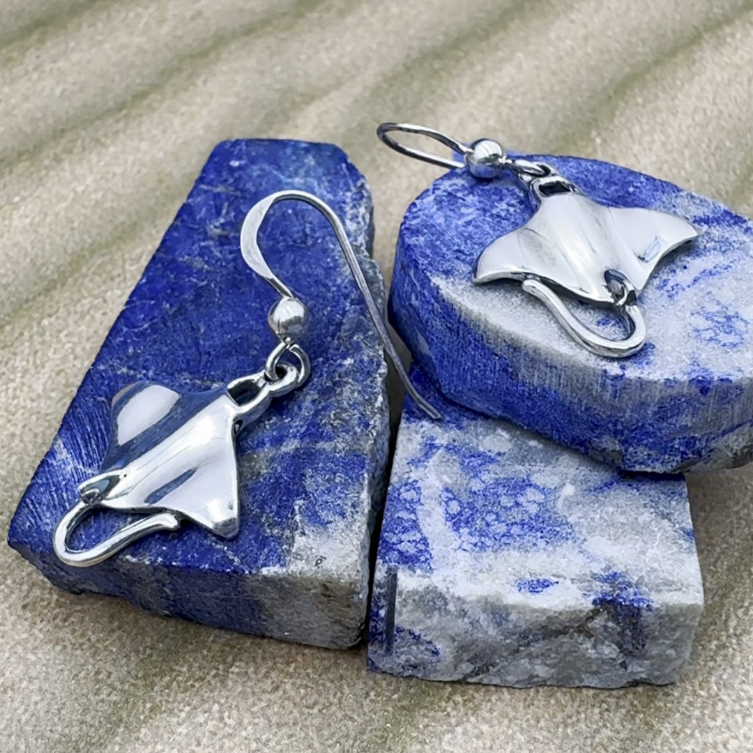 Manta Ray Sterling Silver Earrings