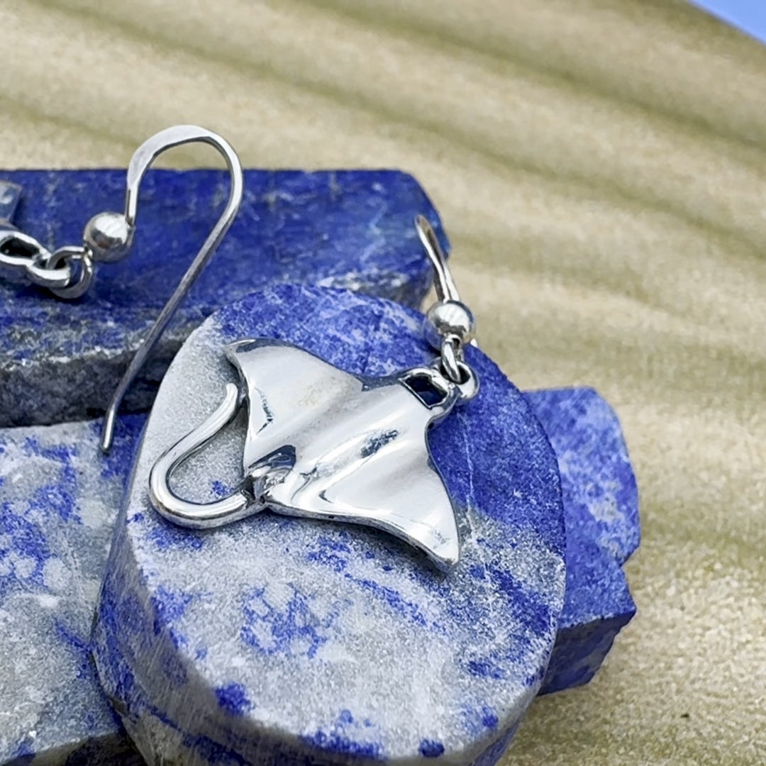 Manta Ray Sterling Silver Earrings