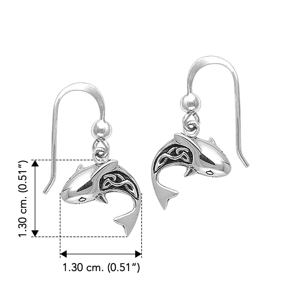 Celtic Shark Sterling Silver Hook Earring TER029 - DiveSilver Jewelry