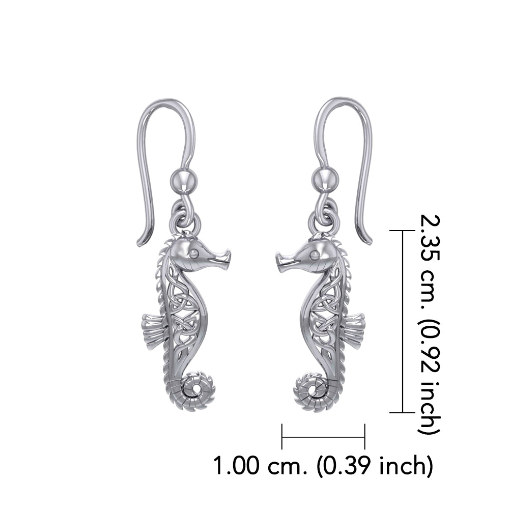 Celtic Seahorse Sterling Silver Hook Earring TER033