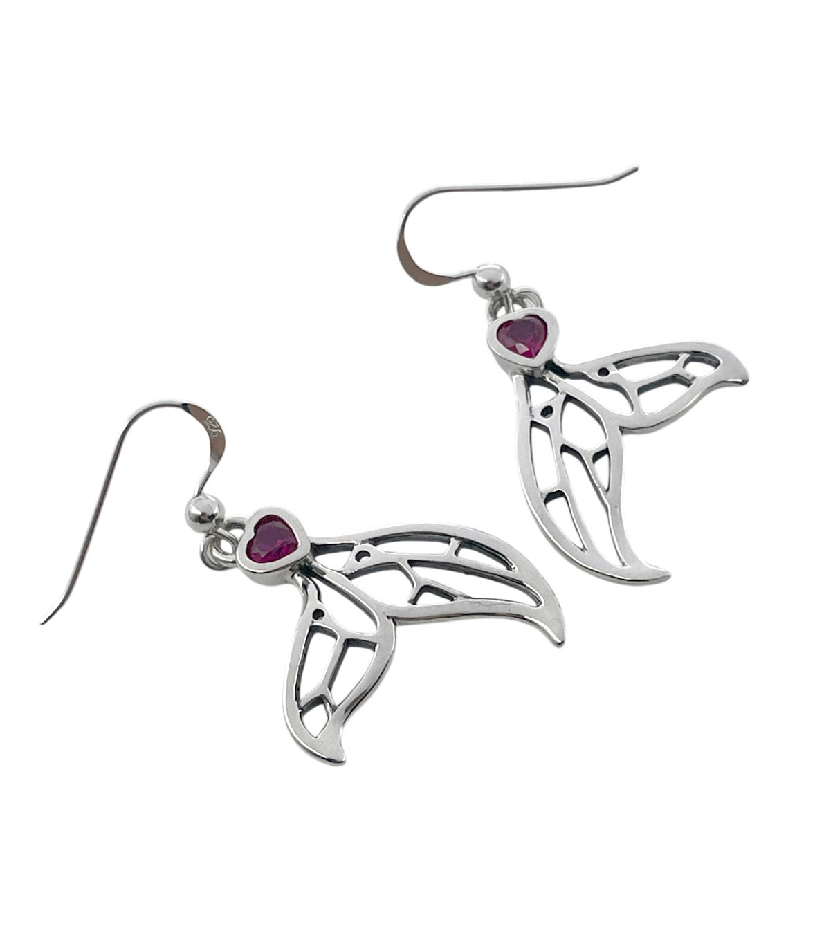 Window to Universe Whale Tail Sterling Silver Earrings
