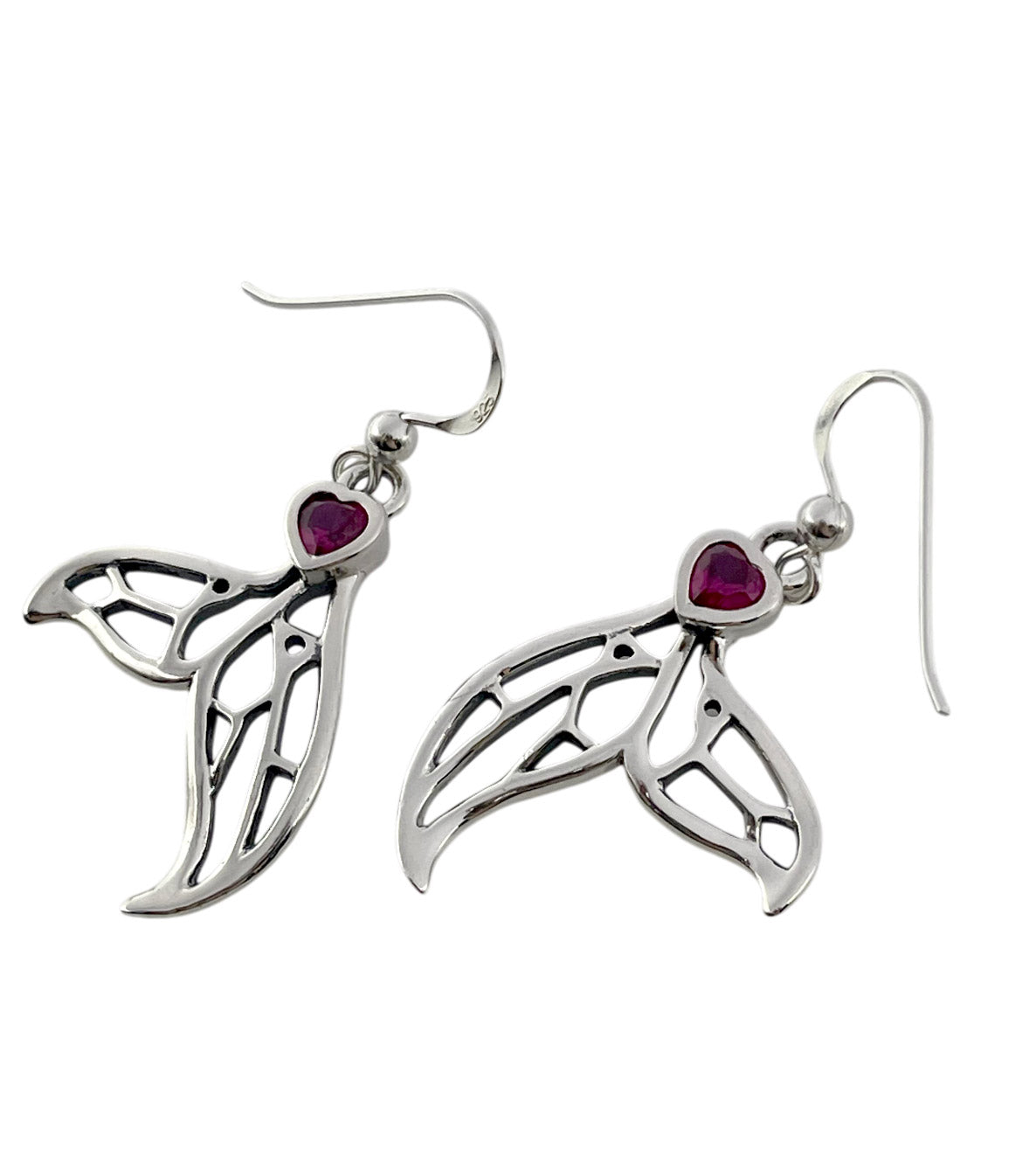 Window to Universe Whale Tail Sterling Silver Earrings
