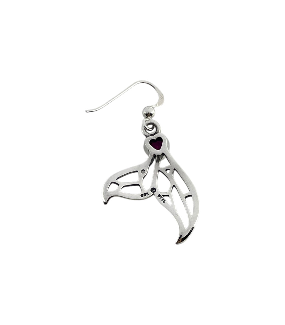 Window to Universe Whale Tail Sterling Silver Earrings