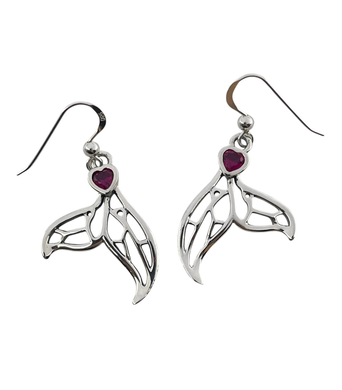 Window to Universe Whale Tail Sterling Silver Earrings