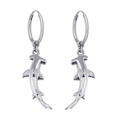 Hammerhead Shark Silver Hoop Earrings TER1934