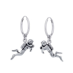 Scuba Sport Diver Sterling Silver Hoop Earrings TER2209