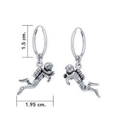 Scuba Sport Diver Sterling Silver Hoop Earrings TER2209