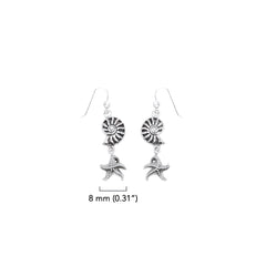 Nautilus Shell and Starfish Sterling Silver Hook Earrings TER2237