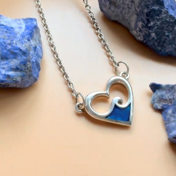 I love the Sea Wave Silver Necklace