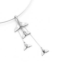 Dangling Silver Whale Tails Fashion Necklace