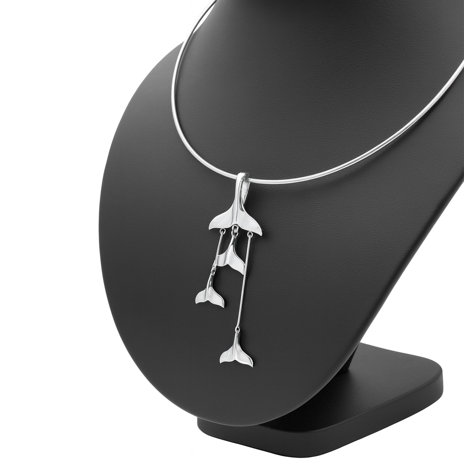 Dangling Silver Whale Tails Fashion Necklace