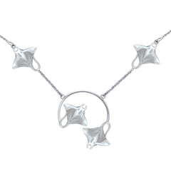 Quadruple Manta Ray Sterling Silver Necklace TNC561