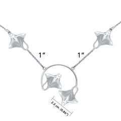 Quadruple Manta Ray Sterling Silver Necklace TNC561