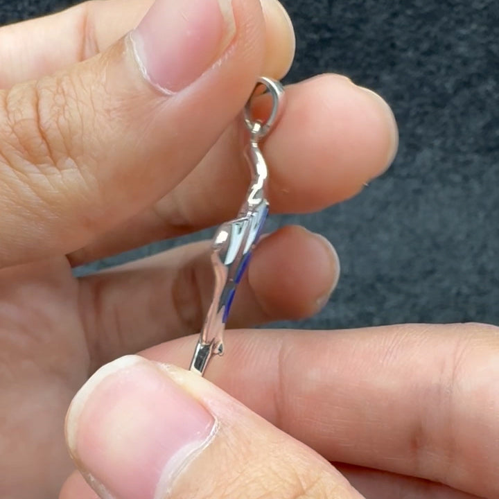 Manta Ray Sterling Silver Pendant with Rectangle Inlaid