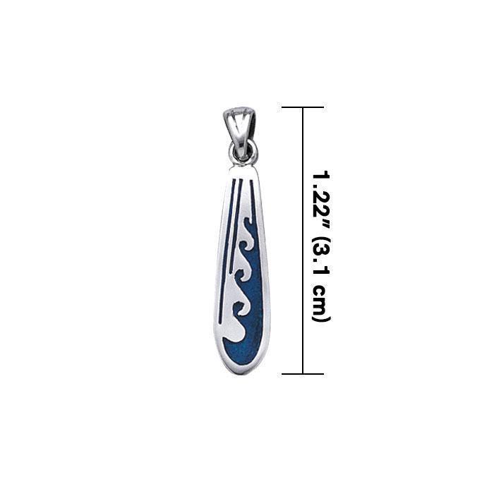 Wave Surfboard Sterling Silver Pendant