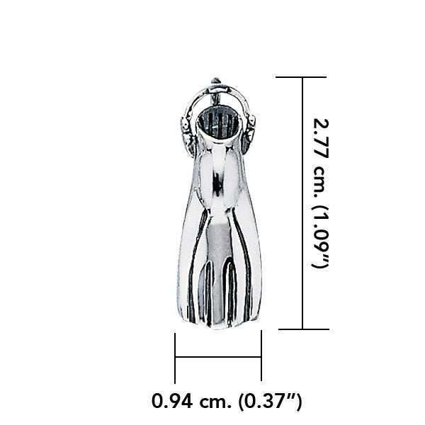 Large Diving Fin Sterling Silver Pendant TP1580