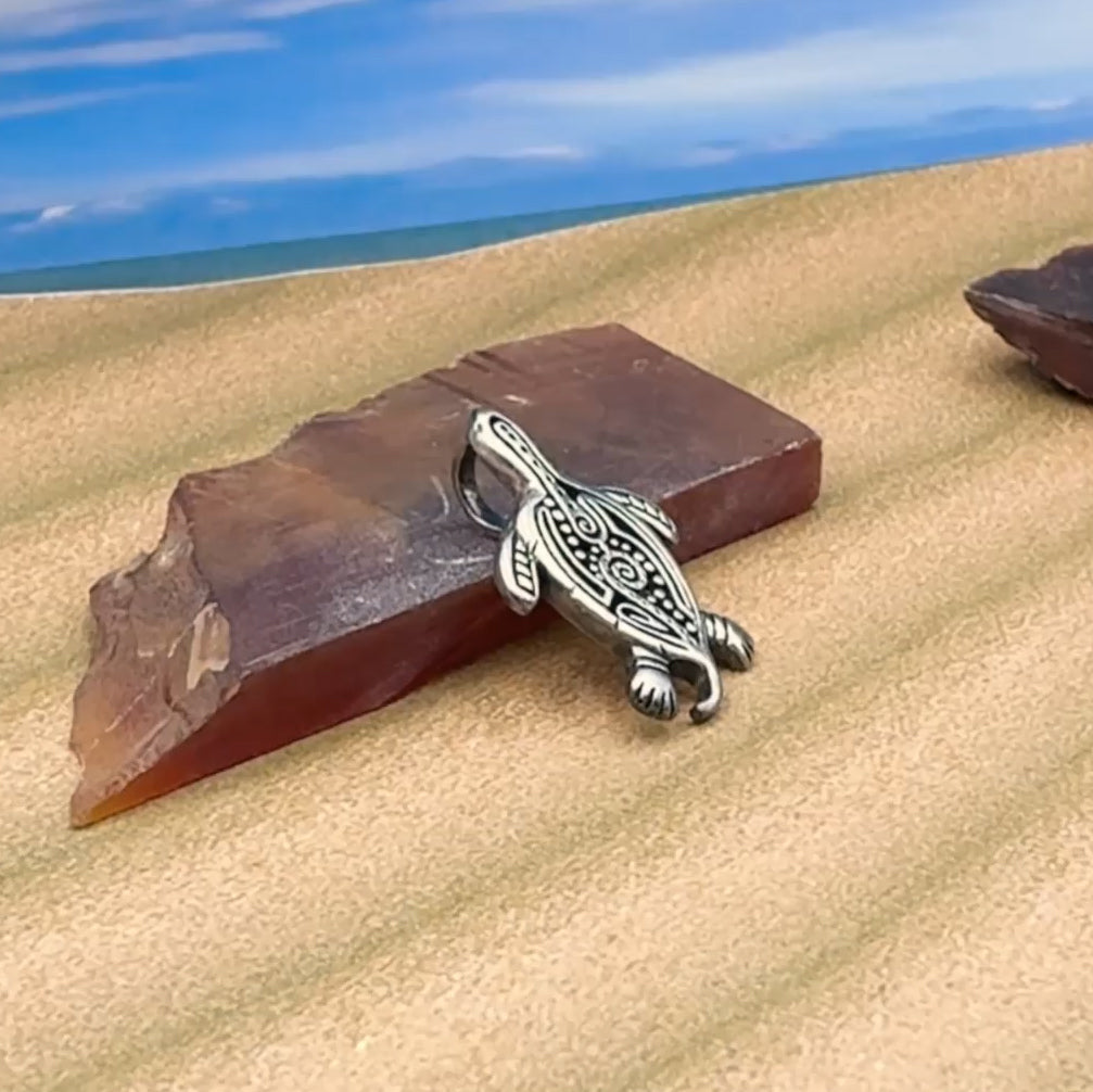 Aboriginal Turtle Sterling Silver Pendant