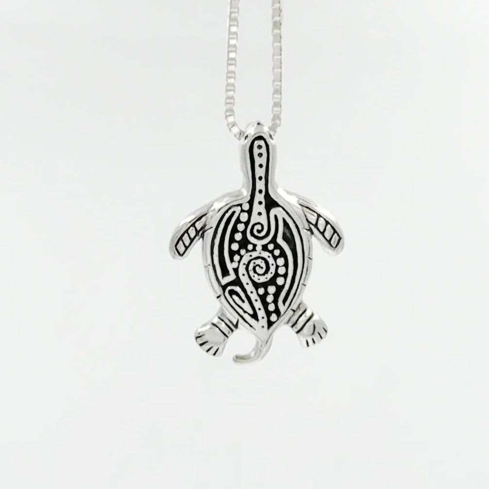 Aboriginal Turtle Sterling Silver Pendant