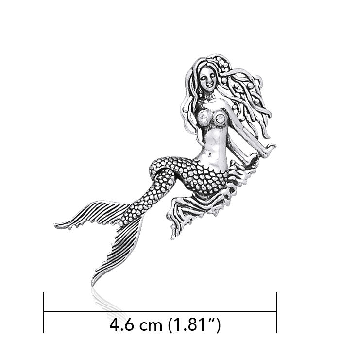 Seaside Mermaid Movable Silver Pendant With Gemstone TP2696
