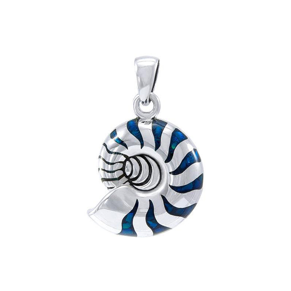 Charmed by the Rhythmic Spiral Sterling Silver Nautilus Pendant Jewelry TP3106